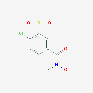 molecular formula C10H12ClNO4S B8315212 4-chloro-N-methoxy-N-methyl-3-(methylsulfonyl)benzamide 