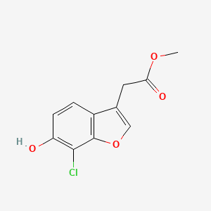 molecular formula C11H9ClO4 B8316208 Methyl(7-chloro-6-hydroxy-1-benzofuran-3-yl)acetate 