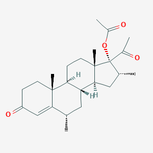 molecular formula C25H36O4 B083163 [(6S,8R,9S,10R,13S,14S,16R,17R)-17-Acetyl-6,10,13,16-tetramethyl-3-oxo-2,6,7,8,9,11,12,14,15,16-decahydro-1H-cyclopenta[a]phenanthren-17-yl] acetate CAS No. 14334-92-0