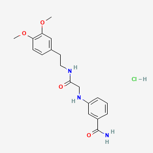 molecular formula C19H24ClN3O4 B8316431 Benzamide, 3-((2-((2-(3,4-dimethoxyphenyl)ethyl)amino)-2-oxoethyl)amino)-, monohydrochloride CAS No. 76001-14-4