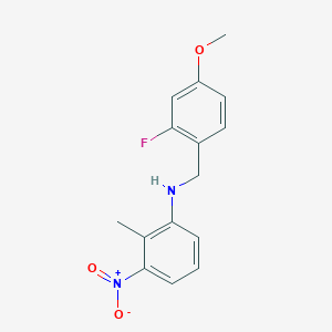 molecular formula C15H15FN2O3 B8317005 N-(2-fluoro-4-methoxybenzyl)-N-(2-methyl-3-nitrophenyl)amine 