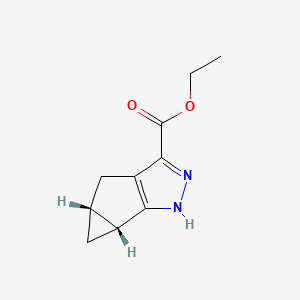 molecular formula C10H12N2O2 B8317230 ethyl (2R,4R)-8,9-diazatricyclo[4.3.0.04]nona-1(6),7-diene-7-carboxylate 