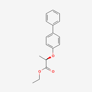 molecular formula C17H18O3 B8317606 (2R)-2-(biphenyl-4-yloxy)propanoic acid, ethyl ester 