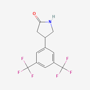 molecular formula C12H9F6NO B8317837 4-(3,5-Bis(trifluoromethyl)phenyl)pyrrolidin-2-one 