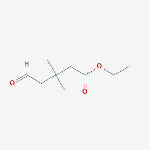 molecular formula C9H16O3 B8318081 Ethyl 4-formyl-3,3-dimethylbutanoate 