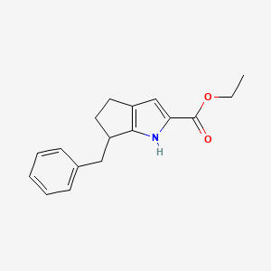 molecular formula C17H19NO2 B8318741 Ethyl 6-benzyl-1,4,5,6-tetrahydrocyclopenta[b]pyrrole-2-carboxylate 