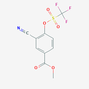molecular formula C10H6F3NO5S B8319168 Methyl 3-Cyano-4-(trifluoromethylsulfonyloxy)benzoate 