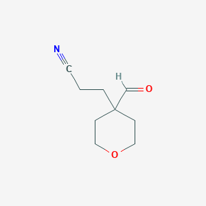 3-(4-formyltetrahydro-2H-pyran-4-yl)propanenitrile