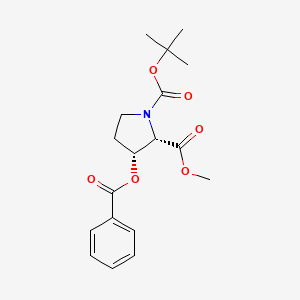 molecular formula C18H23NO6 B8319377 (2S,3R)-N-tert-Butoxycarbonyl-3-benzoyloxy-2-pyrrolidinecarboxylic acid methyl ester 