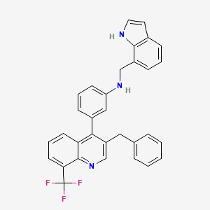 1H-Indole-7-methanamine, N-[3-[3-(phenylmethyl)-8-(trifluoromethyl)-4-quinolinyl]phenyl]-