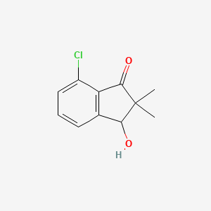 molecular formula C11H11ClO2 B8319558 7-Chloro-3-hydroxy-2,2-dimethyl-indan-1-one 