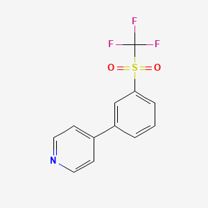molecular formula C12H8F3NO2S B8319651 Pyridine, 4-[3-[(trifluoromethyl)sulfonyl]phenyl]- 