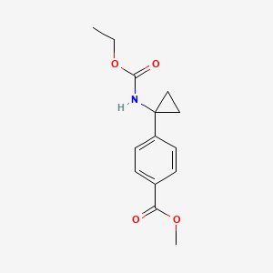 molecular formula C14H17NO4 B8320863 Methyl 4-(1-ethoxycarbonylaminocyclopropyl)benzoate 