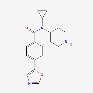 molecular formula C18H21N3O2 B8320910 N-Cyclopropyl-4-oxazol-5-yl-N-piperidin-4-yl-benzamide 