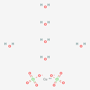 molecular formula Cl2CuH12O14 B083210 Cupric perchlorate hexahydrate CAS No. 10294-46-9