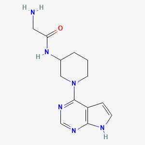 molecular formula C13H18N6O B8321444 N-(1-(7H-pyrrolo[2,3-d]pyrimidin-4-yl)piperidin-3-yl)-2-aminoacetamide 