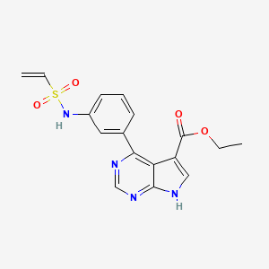 molecular formula C17H16N4O4S B8321451 Ethyl 4-{3-[(ethenylsulfonyl)amino]phenyl}-7H-pyrrolo[2,3-d]pyrimidine-5-carboxylate 