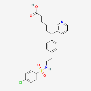 molecular formula C25H27ClN2O4S B8321549 6-(4-(2-(4-Chlorobenzenesulphonylamino)ethyl)phenyl)-6-(3-pyridyl)hexanoic acid CAS No. 133276-60-5