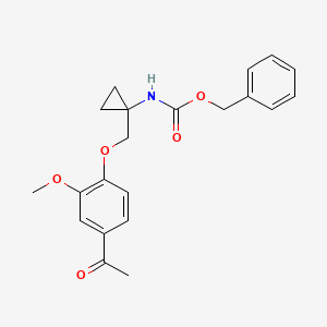 molecular formula C21H23NO5 B8321956 benzyl (1-((4-acetyl-2-methoxyphenoxy)methyl)cyclopropyl)carbamate 