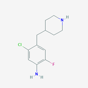molecular formula C12H16ClFN2 B8322121 5-Chloro-2-fluoro-4-(piperidin-4-ylmethyl)aniline 