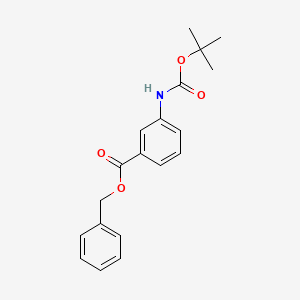 molecular formula C19H21NO4 B8323332 Benzoic acid, 3-[[(1,1-dimethylethoxy)carbonyl]amino]-, phenylmethyl ester CAS No. 123986-60-7