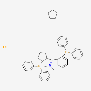 molecular formula C43H49FeNP2 B8323818 cyclopentane;(1R)-1-(2-diphenylphosphanylcyclopentyl)-1-(2-diphenylphosphanylphenyl)-N,N-dimethylmethanamine;iron 