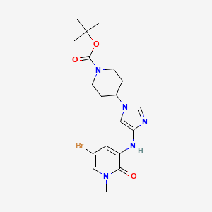 molecular formula C19H26BrN5O3 B8323908 tert-Butyl 4-(4-(5-Bromo-1-methyl-2-oxo-1,2-dihydropyridin-3-ylamino)-1H-imidazol-1-yl)piperidine-1-carboxylate 