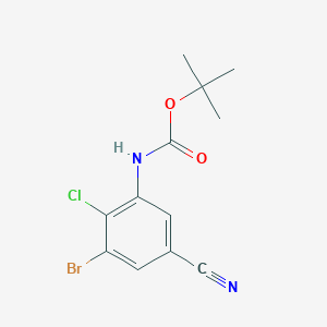 molecular formula C12H12BrClN2O2 B8323996 Tert-butyl (3-bromo-2-chloro-5-cyanophenyl)carbamate 