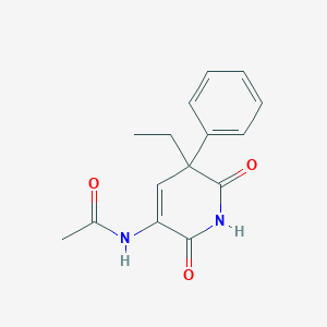 molecular formula C15H16N2O3 B083240 Acetamide, N-(1,2,5,6-tetrahydro-2,6-dioxo-5-ethyl-5-phenyl-3-pyridinyl)- CAS No. 14387-64-5
