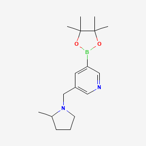 molecular formula C17H27BN2O2 B8324046 3-[(2-Methyl-1-pyrrolidinyl)methyl]-5-(4,4,5,5-tetramethyl-1,3,2-dioxaborolan-2-yl)pyridine CAS No. 919347-19-6