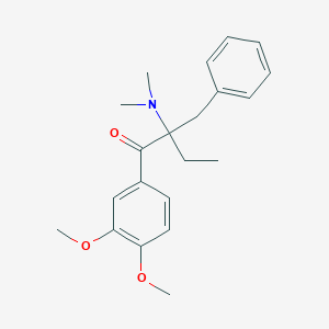 molecular formula C21H27NO3 B8324095 1-Butanone, 1-(3,4-dimethoxyphenyl)-2-(dimethylamino)-2-(phenylmethyl)- CAS No. 141545-99-5