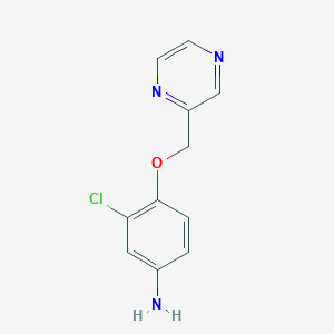 molecular formula C11H10ClN3O B8324137 3-Chloro-4-(pyrazin-2-ylmethoxy)aniline 