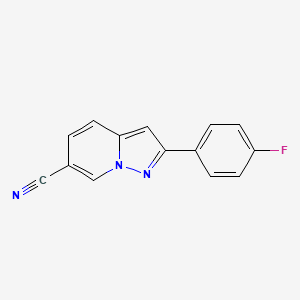 molecular formula C14H8FN3 B8326727 2-(4-Fluorophenyl)-6-cyanopyrazolo[1,5-a]pyridine 