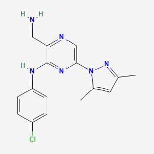 molecular formula C16H17ClN6 B8326744 [3-Aminomethyl-6-(3,5-dimethyl-pyrazol-1-yl)-pyrazin-2-yl]-(4-chloro-phenyl)-amine 