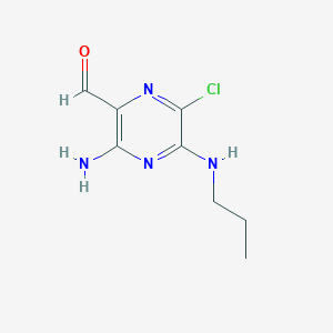 molecular formula C8H11ClN4O B8326779 2-Amino-5-chloro-3-formyl-6-(n-propylamino)pyrazine 