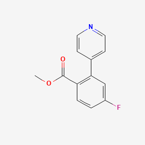 molecular formula C13H10FNO2 B8327492 Methyl 4-fluoro-2-(pyridin-4-yl)benzoate 