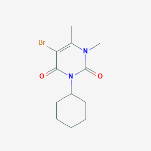 molecular formula C12H17BrN2O2 B8327670 5-Bromo-3-cyclohexyl-1,6-dimethyluracil 