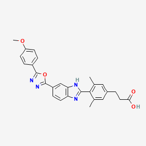 3-(4-(6-(5-(4-methoxyphenyl)-1,3,4-oxadiazol-2-yl)-1H-benzo[d]imidazol-2-yl)-3,5-dimethylphenyl)propanoic acid