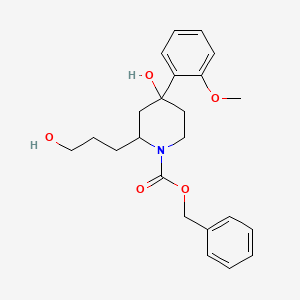 molecular formula C23H29NO5 B8327900 Benzyl 4-hydroxy-2-(3-hydroxypropyl)-4-(2-methoxyphenyl)piperidine-1-carboxylate 