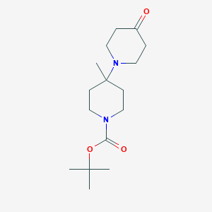 molecular formula C16H28N2O3 B8327902 Tert-butyl 4-methyl-4-(4-oxo-1-piperidyl)piperidine-1-carboxylate 