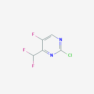 molecular formula C5H2ClF3N2 B8328502 Pyrimidine, 2-chloro-4-(difluoromethyl)-5-fluoro- 