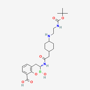 molecular formula C24H36BN3O7 B8328580 rel-(R)-3-(2-((1S,4S)-4-((2-((tert-Butoxycarbonyl)amino)ethyl)amino)cyclohexyl)acetamido)-2-hydroxy-3,4-dihydro-2H-benzo[e][1,2]oxaborinine-8-carboxylic acid 