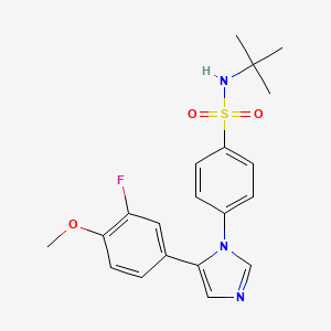 molecular formula C20H22FN3O3S B8328983 N-tert-butyl-4-[5-(3-fluoro-4-methoxyphenyl)imidazol-1-yl]benzenesulfonamide CAS No. 499777-84-3