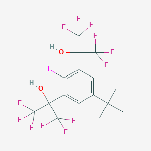 molecular formula C16H13F12IO2 B008329 4-tert-Butyl-2,6-bis(1-hydroxy-1-(trifluoromethyl)-2,2,2-trifluoroethyl)iodobenzene CAS No. 101697-28-3