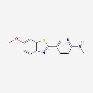 molecular formula C14H13N3OS B8331375 2-[2-(N-monomethyl)aminopyridin-5-yl]-6-methoxybenzothiazole 
