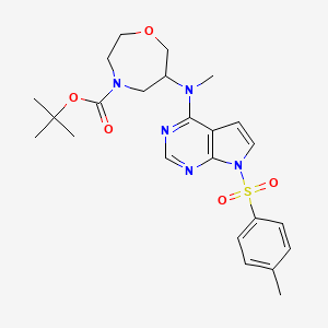 molecular formula C24H31N5O5S B8331832 tert-butyl 6-(methyl-(7-tosyl-7H-pyrrolo[2,3-d]pyrimidin-4-yl)amino)-1,4-oxazepane-4-carboxylate 