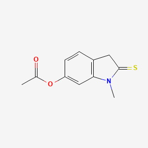 molecular formula C11H11NO2S B8332229 6-Acetoxy-1-methyl-2-indolinethione 