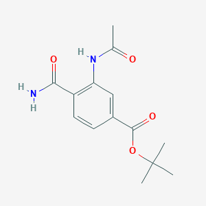 molecular formula C14H18N2O4 B8332352 Tert-butyl 3-acetamido-4-carbamoylbenzoate 