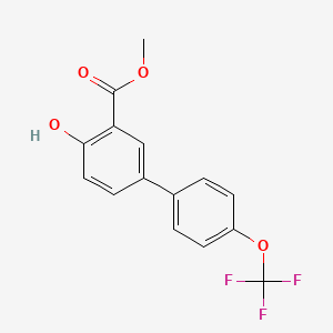 molecular formula C15H11F3O4 B8332933 Methyl 4-hydroxy-4'-(trifluoromethoxy)-[1,1'-biphenyl]-3-carboxylate 