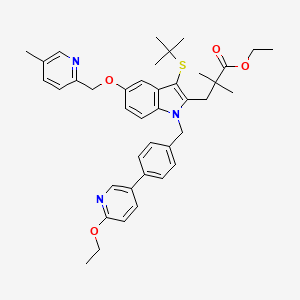 1H-Indole-2-propanoic acid, 3-[(1,1-dimethylethyl)thio]-1-[[4-(6-ethoxy-3-pyridinyl)phenyl]methyl]-alpha,alpha-dimethyl-5-[(5-methyl-2-pyridinyl)methoxy]-, ethyl ester